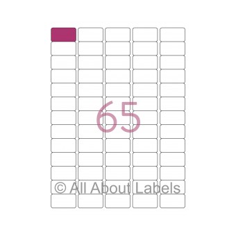 Laser Label Sheets - 38mm x 21mm - 65 per page - 90106