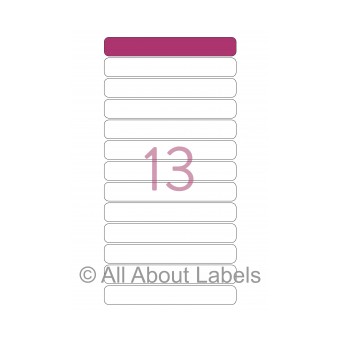 Laser Label Sheets - 140mm x 20mm - 13 per page - 90144 - Gloss Paper