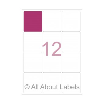 Laser Label Sheets - 63.5mm x 71mm - 12 per page - 90182